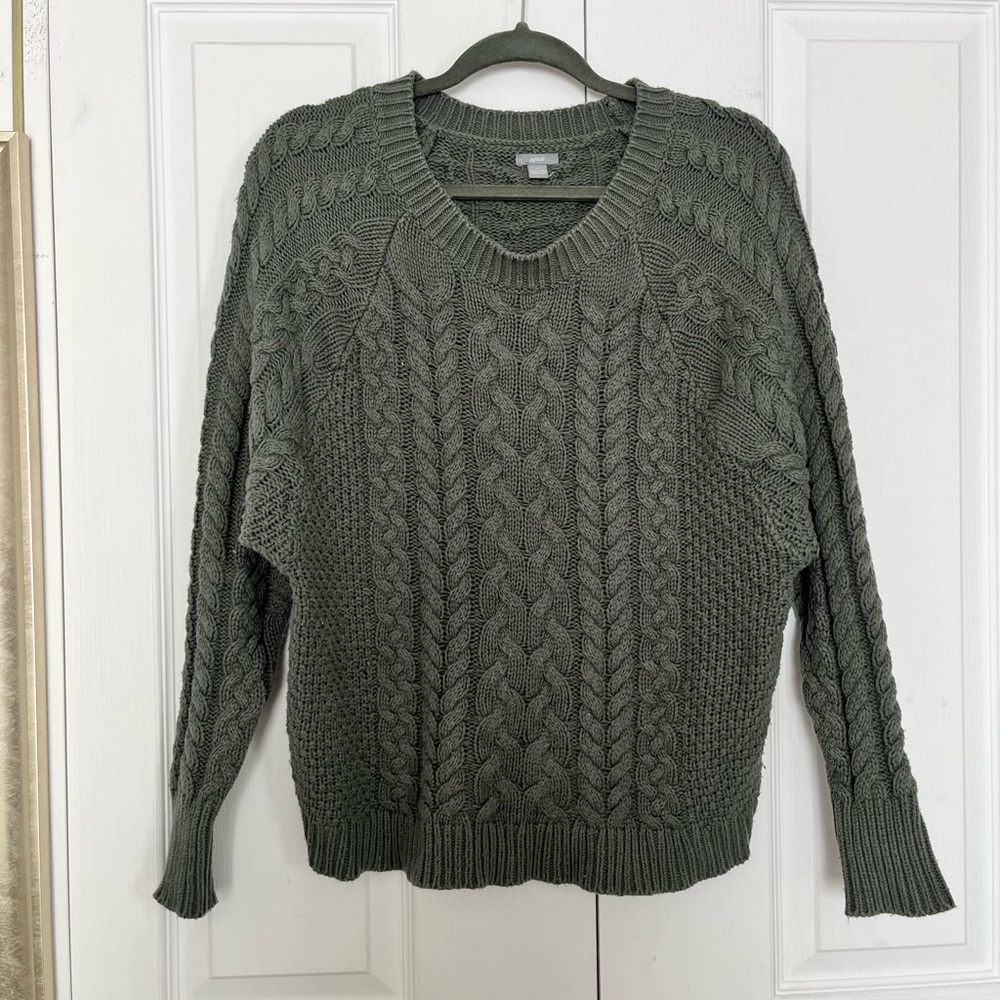 Aerie Green Cable Knit Sweater